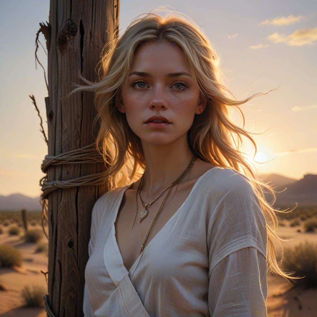 Ethereal Desert Goddess in Painterly Realism