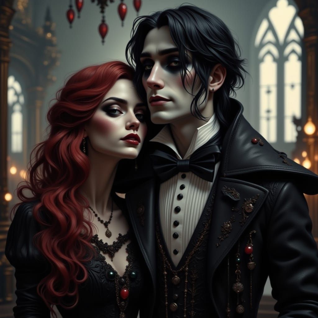 Gothic Couple Jack and Sally in Nightmareland