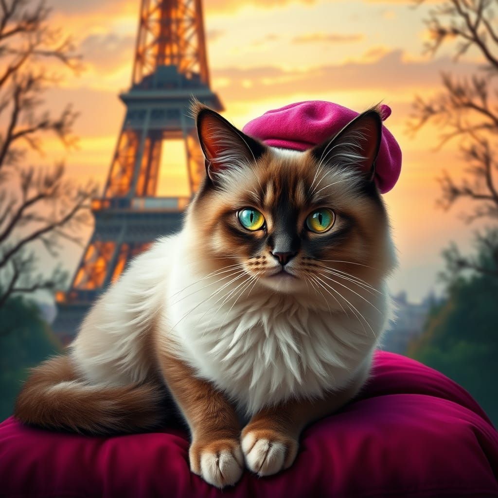 Majestic Ragdoll Cat Channels French Art Nouveau