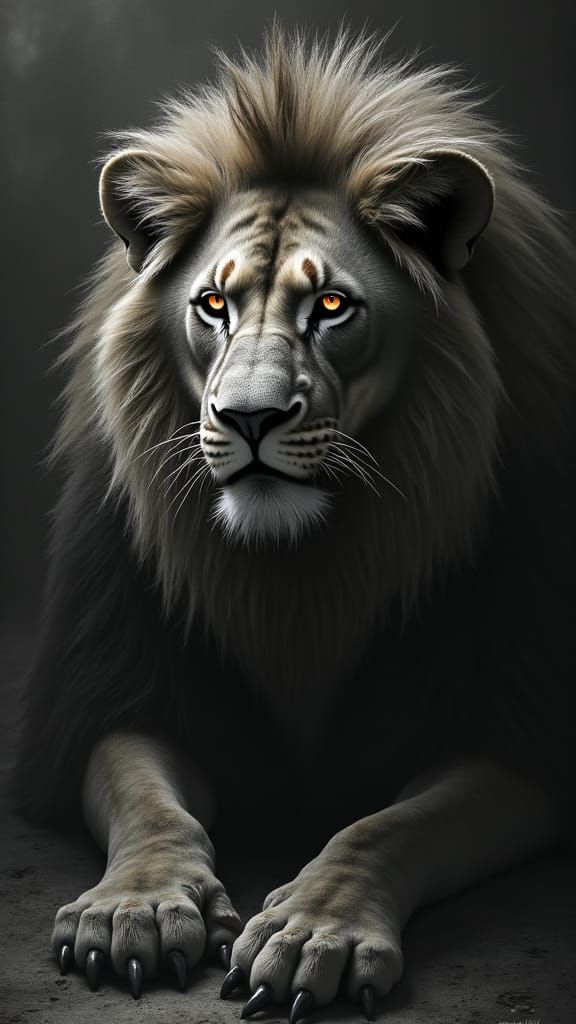 Majestic Lion in Dark Fantasy Style