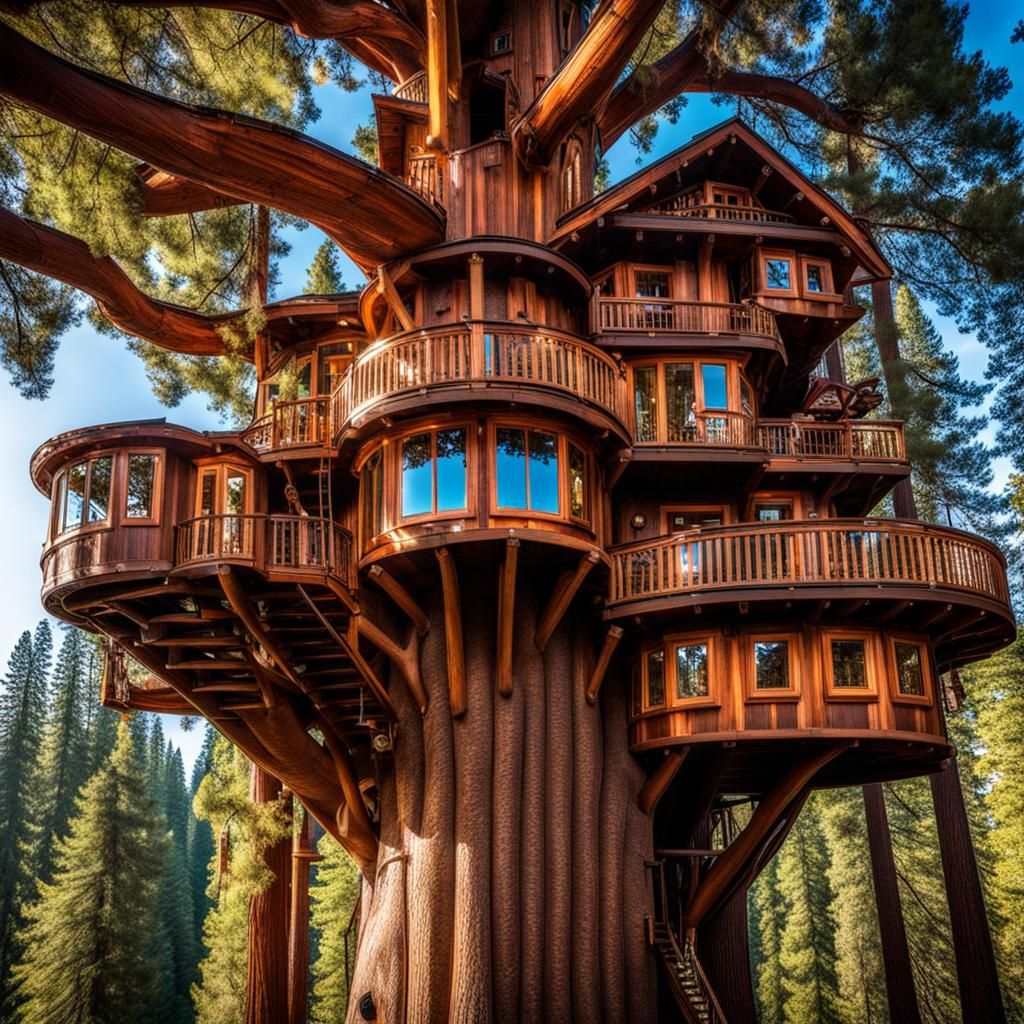 Steampunk Treehouse in Giant Sequoia