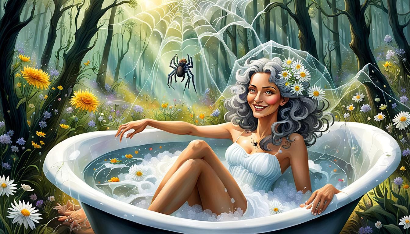 Forest Bathing: Whimsical Art Nouveau Painting