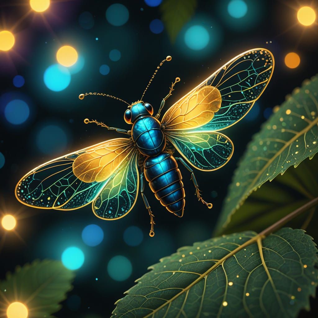 Bioluminescent Firefly Lights Up the Night in Neon