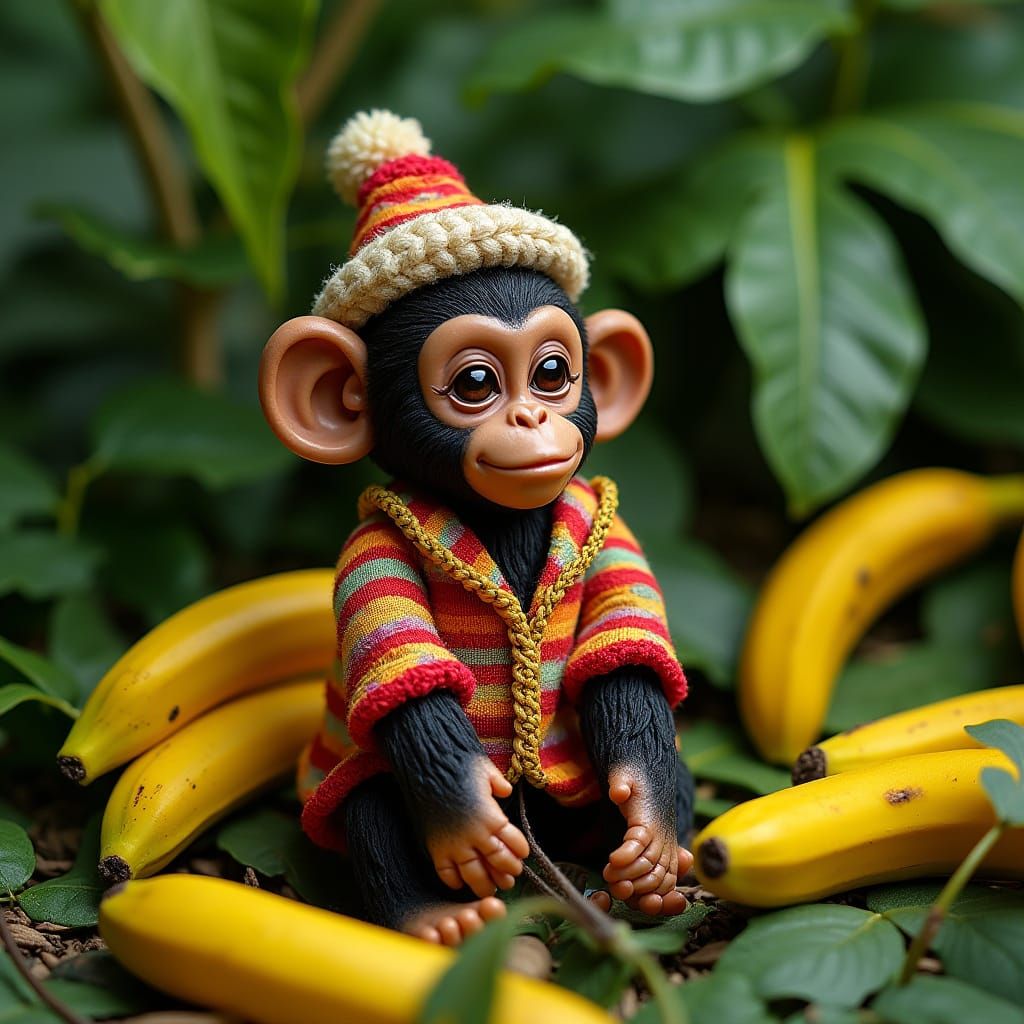 Miniature Chimpanzini Bananini in Vibrant Jungle Setting