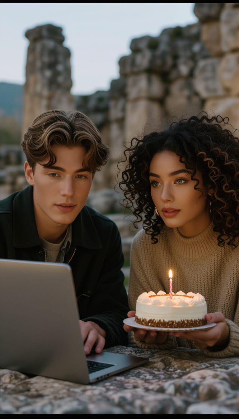 Romantic Video Call Amidst Ancient Ruins