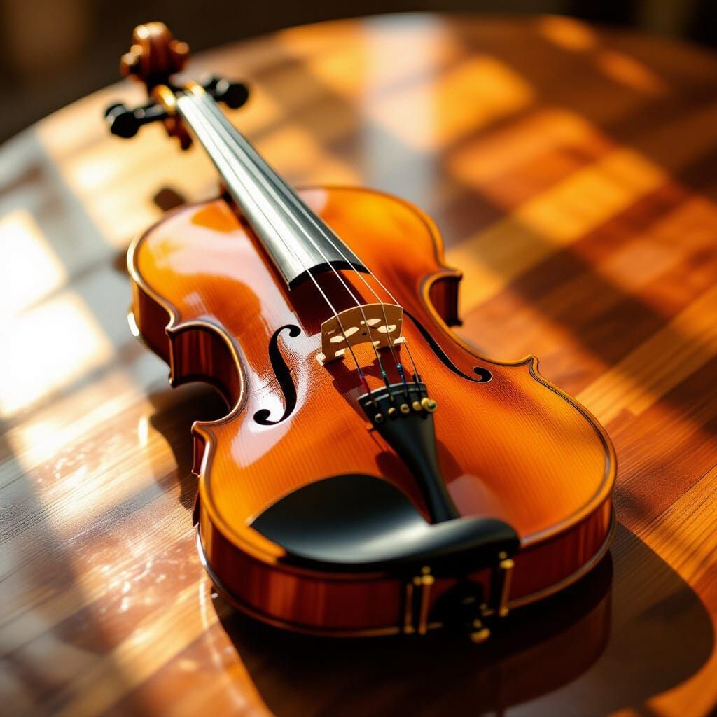 Photorealistic Vintage Violin in Golden Hour Light