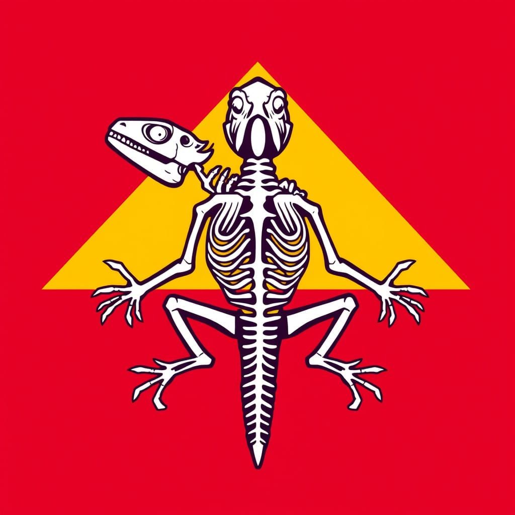 Stylized Skeleton Iguana Logo in Golden Ratio Geometry