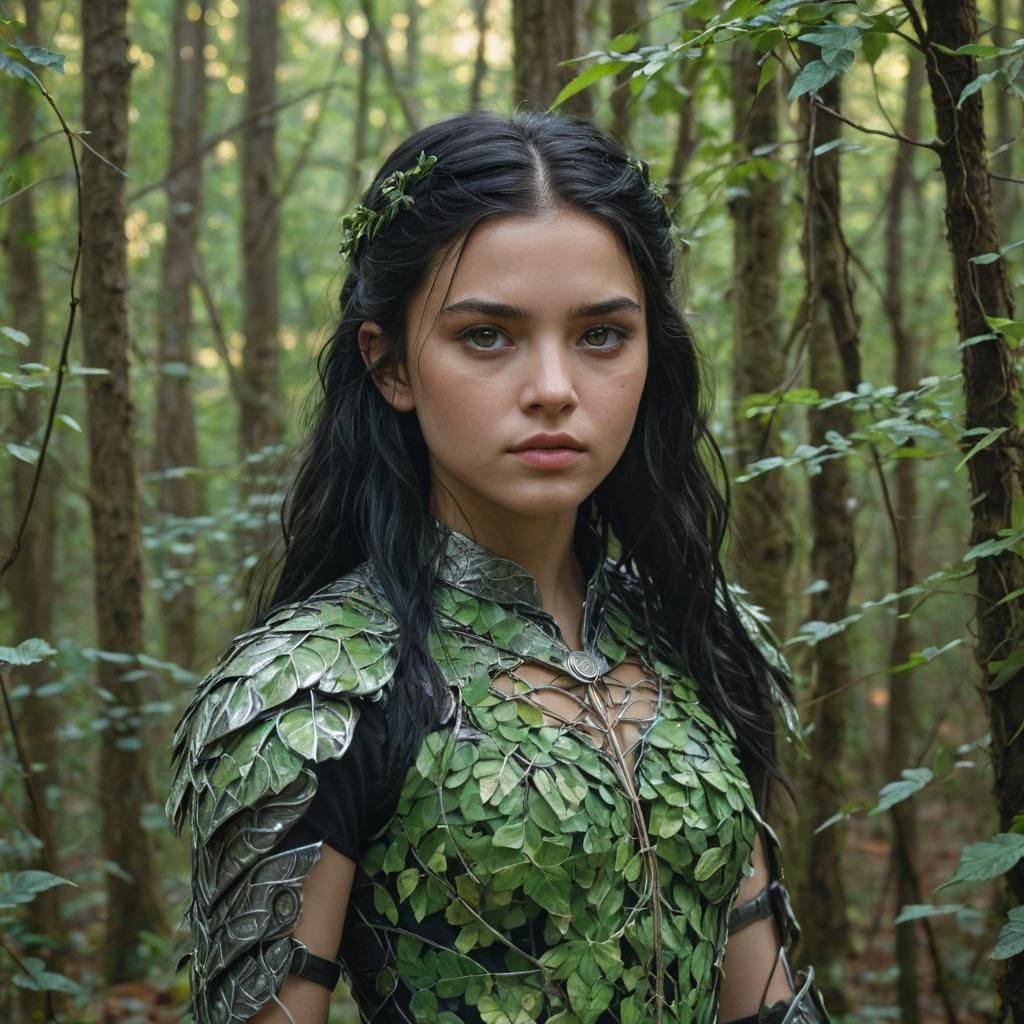 Hyperrealistic Portrait of Ripple, Forest Warrior