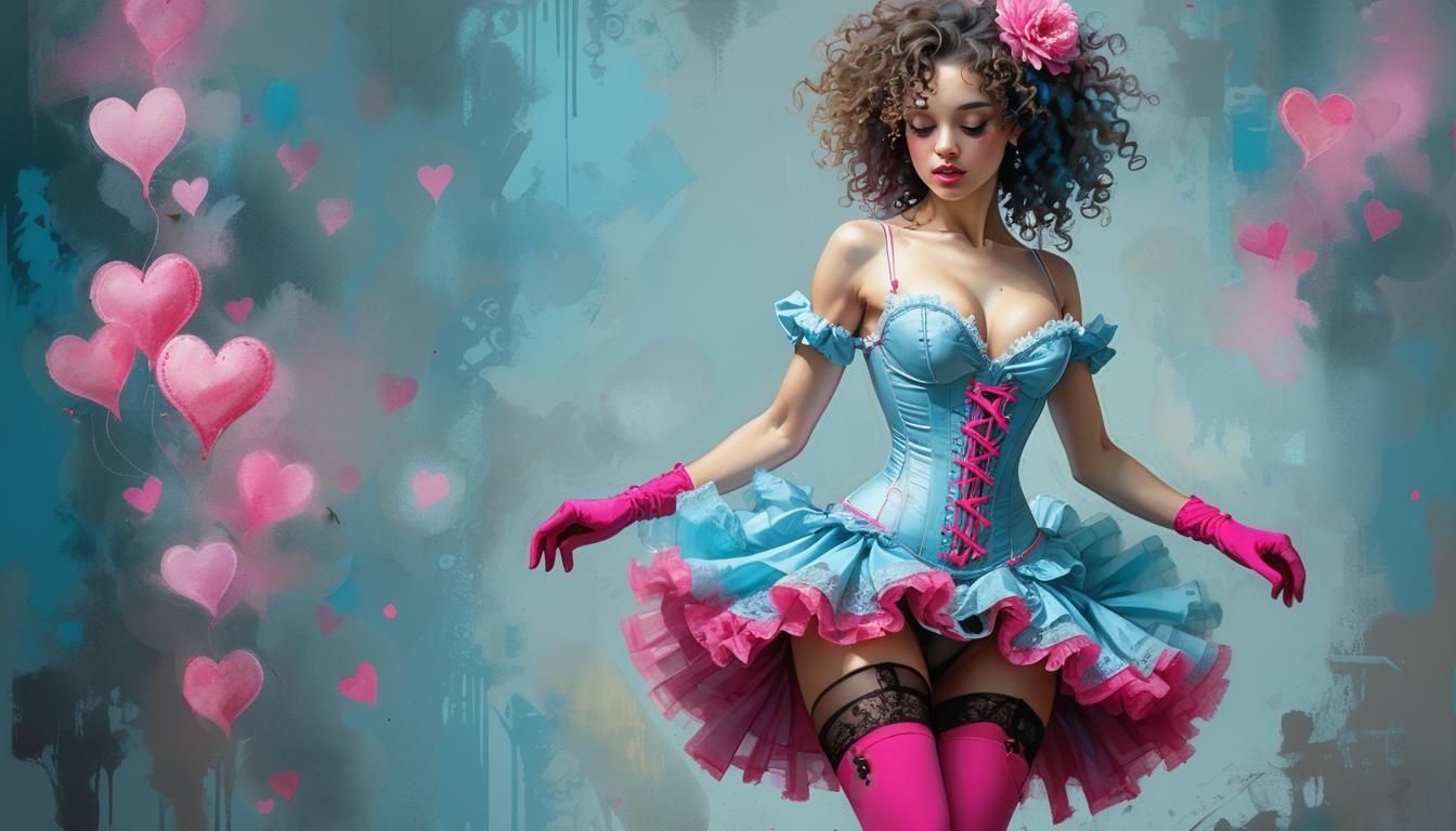 Woman Dancing in Splendor, Impasto Watercolor Painting