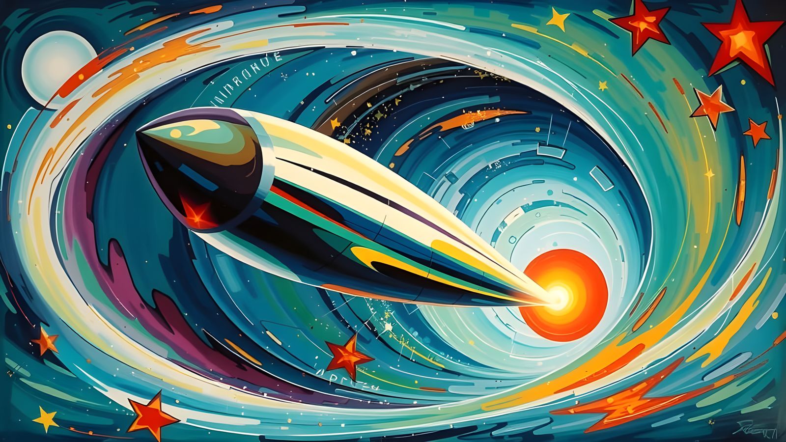 Cosmic Vortex in Vibrant Oil Painting Style