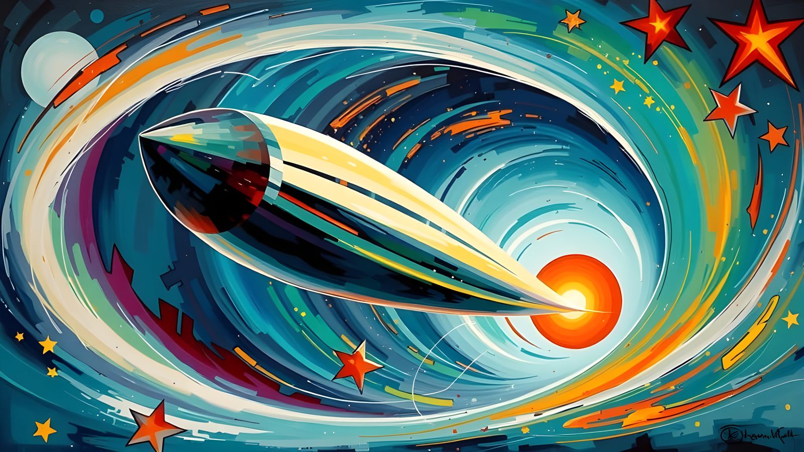 Vibrant Cosmic Odyssey in Thick Impasto Oil