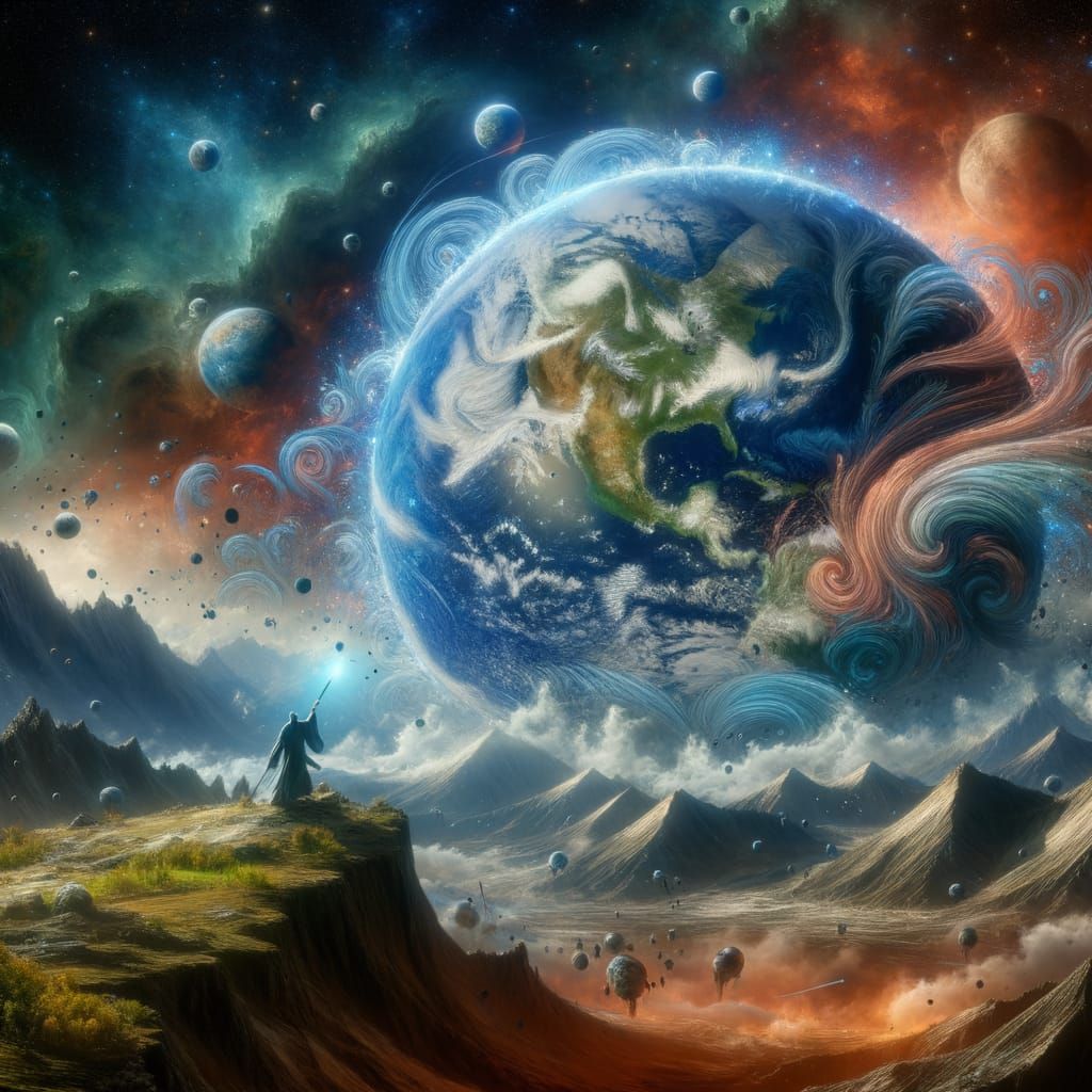 Epic Cosmic Canvas: Earth as a Vibrant Masterpiece