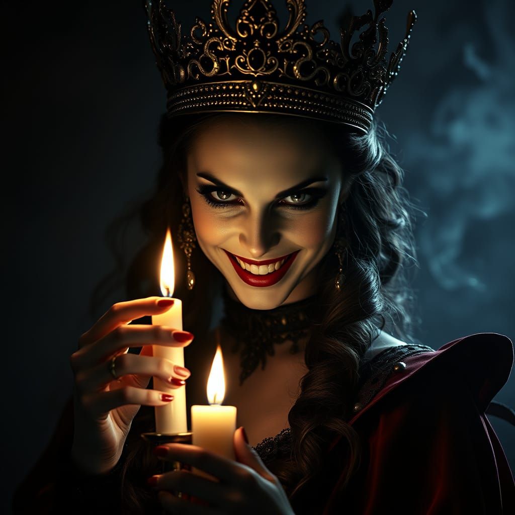 Regal Vampire Queen in Haunting Cinematic Portrait