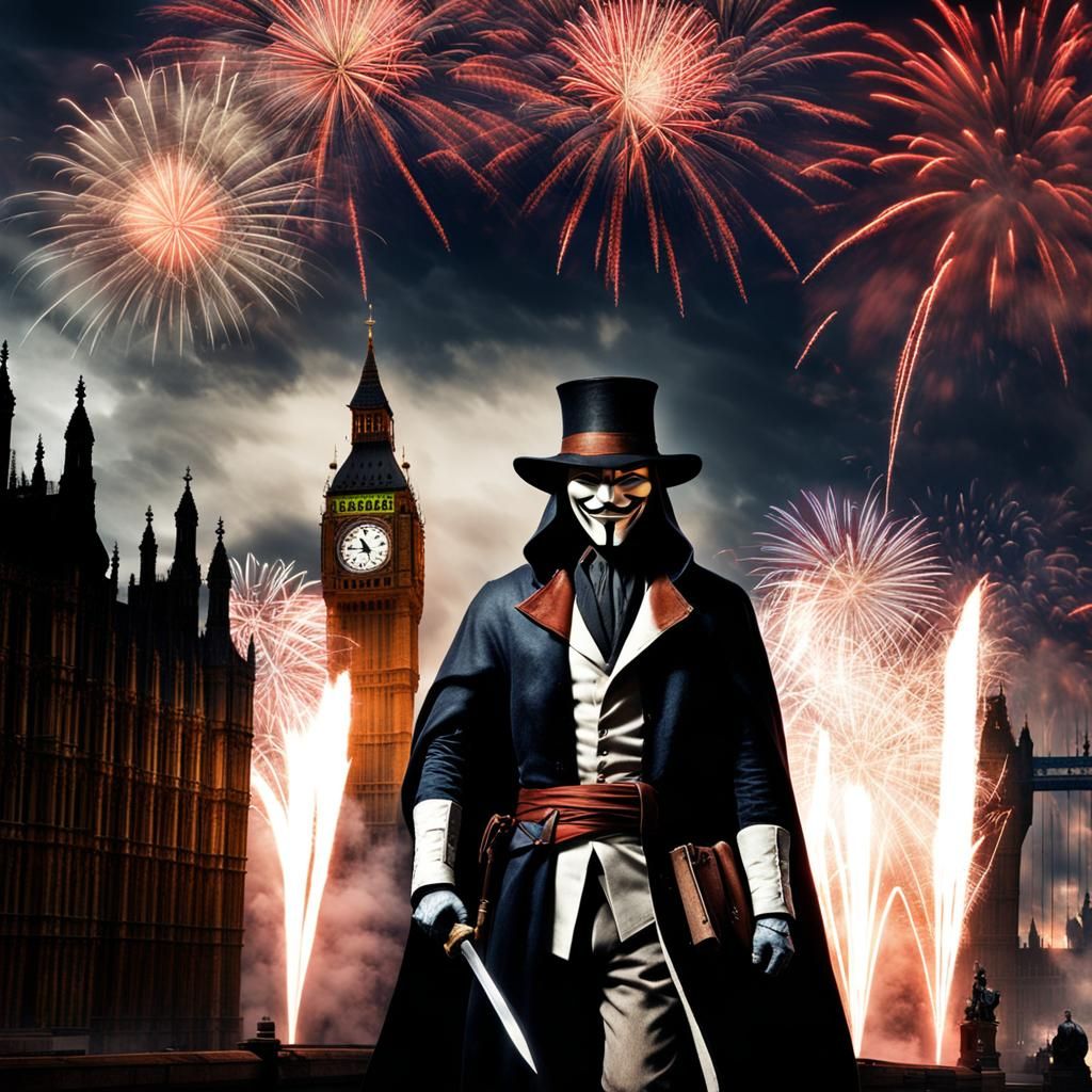 Guy Fawkes as Assassin in London, Digital Art
