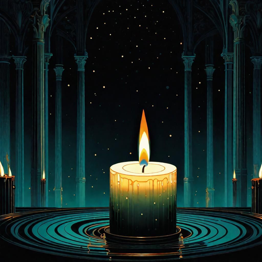 Glowing Candle in Inkpunk Minimalist Digital Art
