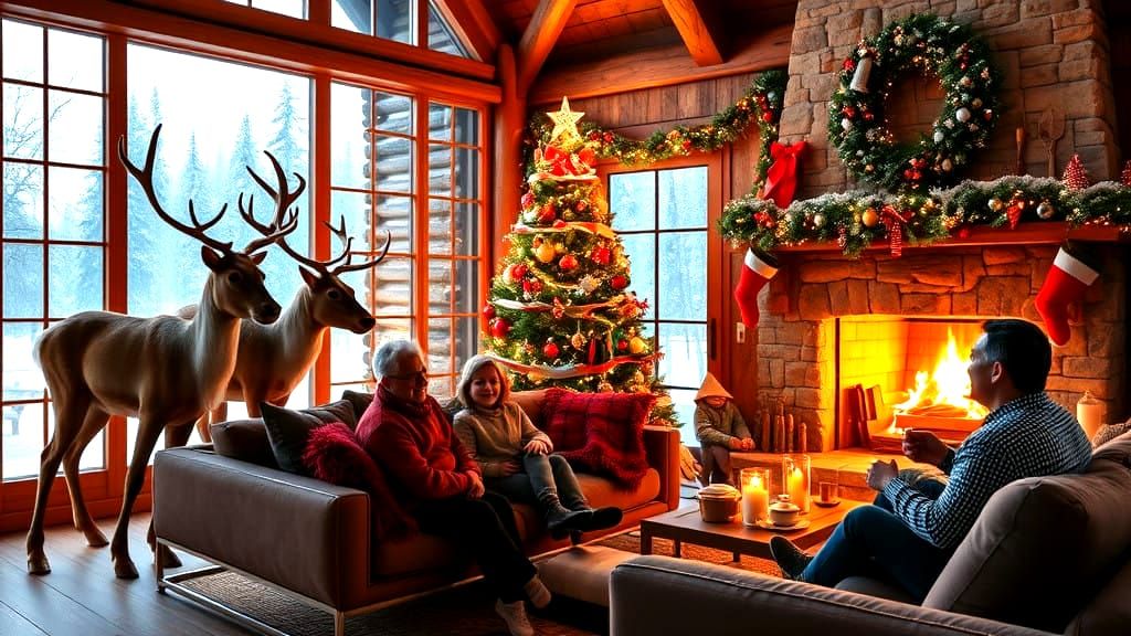 Cozy Christmas Family Scene: Santa's Idyllic Holiday Gatheri...