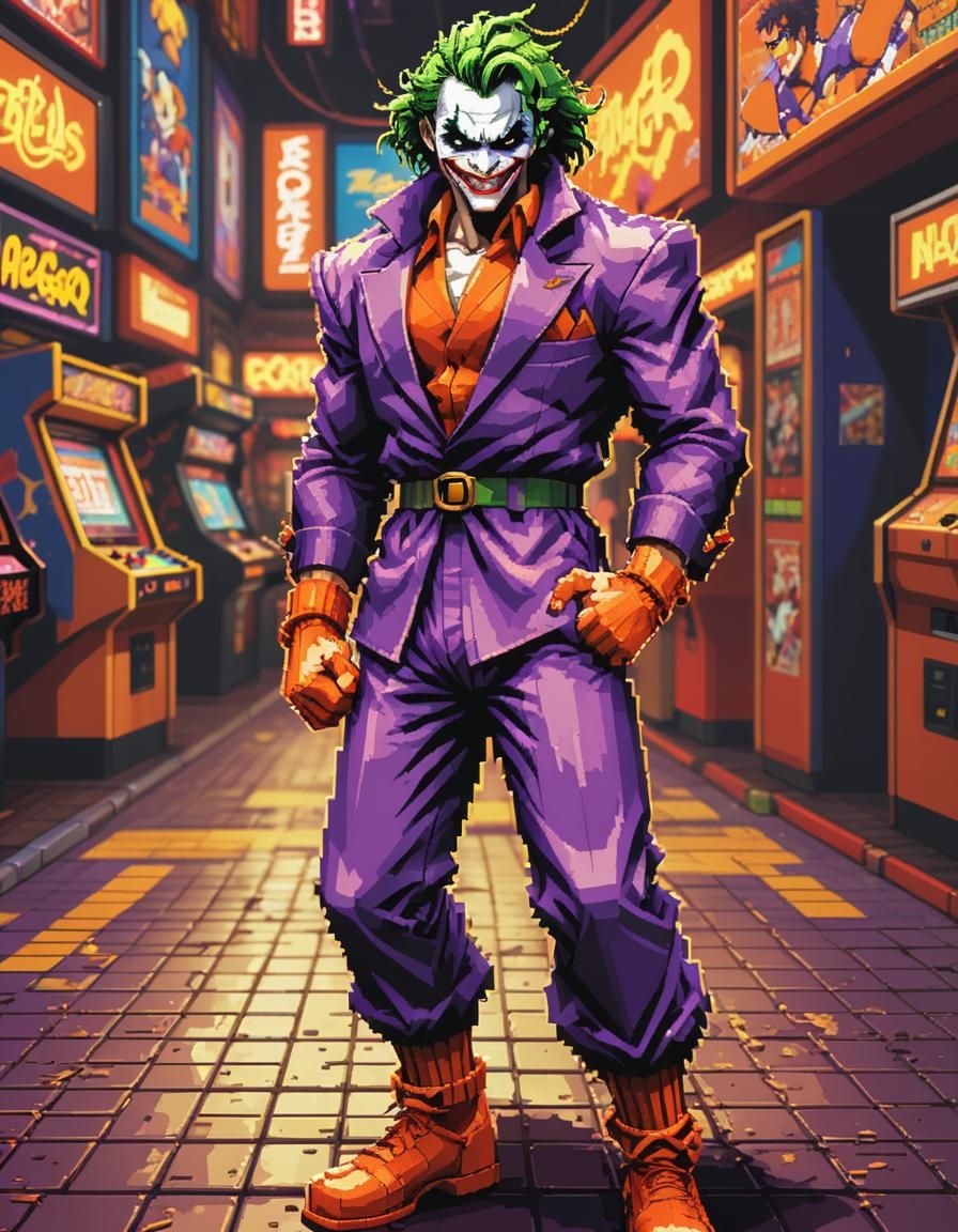 Joker in Neo-Geo Arcade: 8-bit Pixel Art