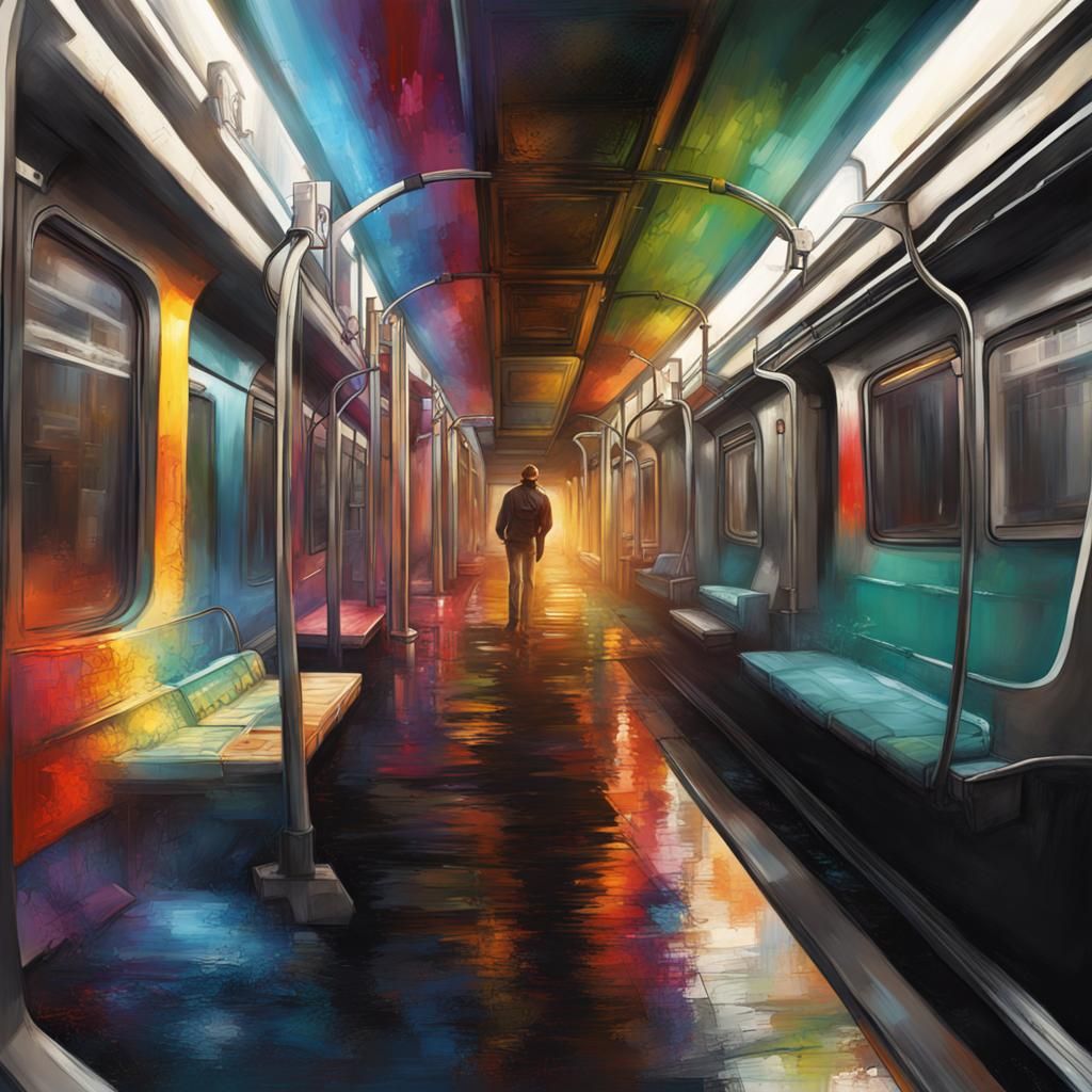 Hyperrealistic Metro Train in Splash Art Style