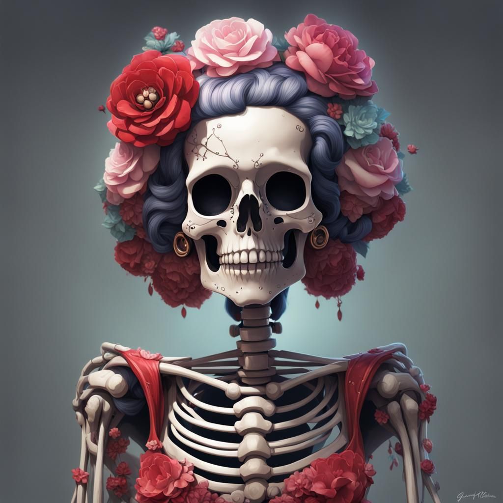 Hyperdetailed Betty Boop Skeleton Portrait