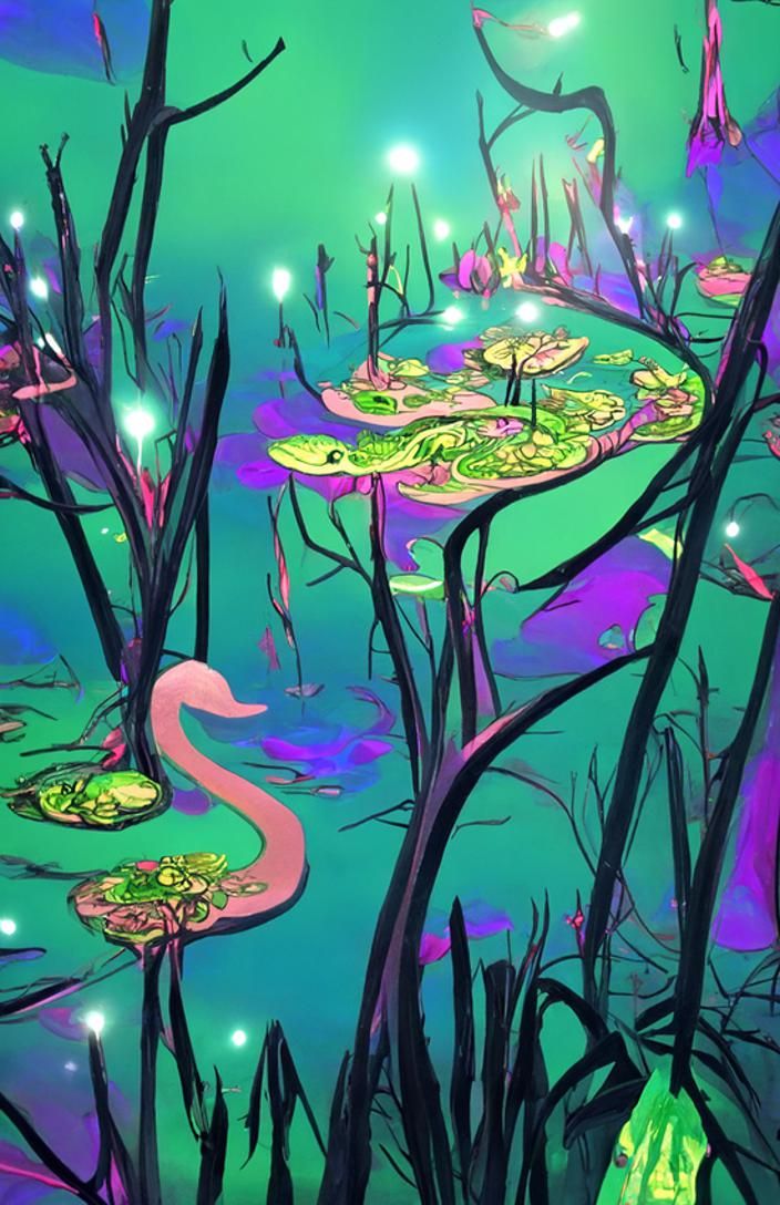 Enchanted Aquatic Swamp: A Cel-Shaded Fantasy