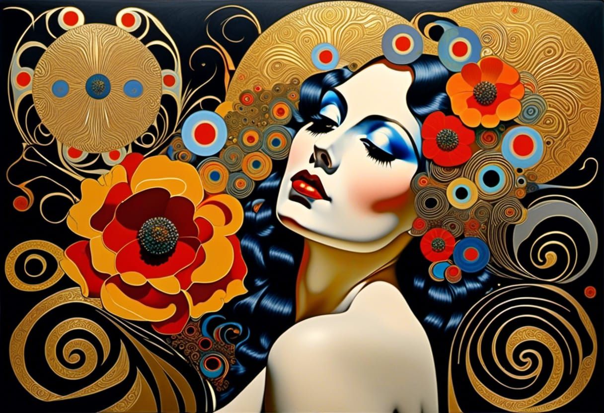 Ecstatic Gold: A Symbolist Portrait in Secession Style