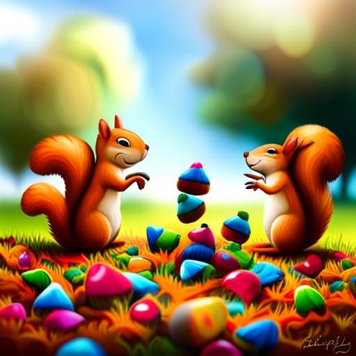 Squirrels Frolicking: Graffiti Art in Ultra Detail