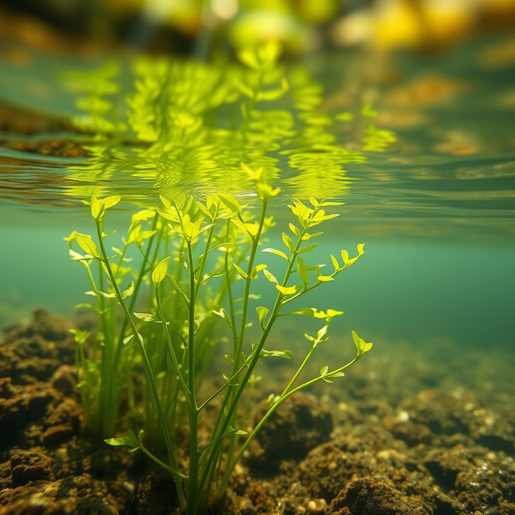 Elodea: Serene Underwater Plant in Dappled Sunlight