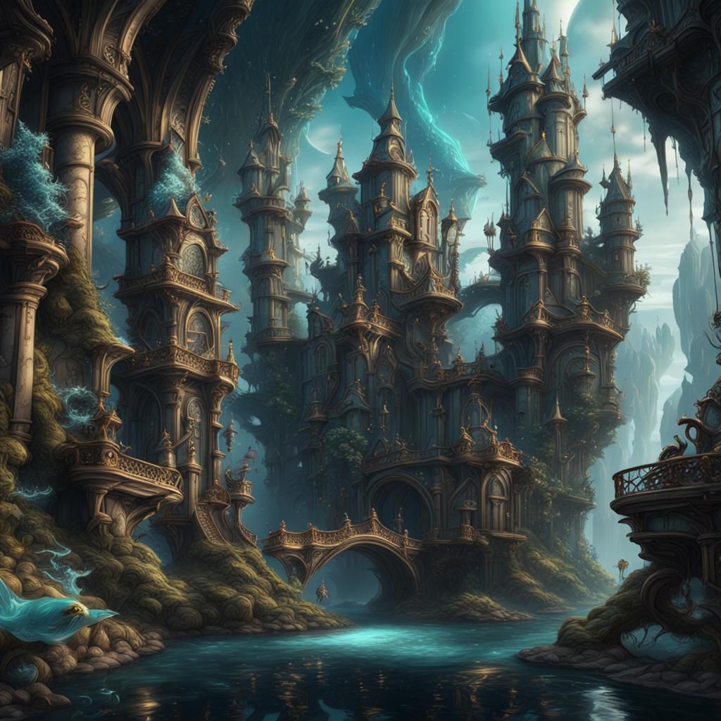 Detailed Matte Painting of Pisces in Deep Color