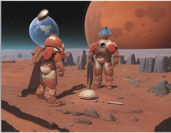 Mars Colony Retro-Futuristic Postcard