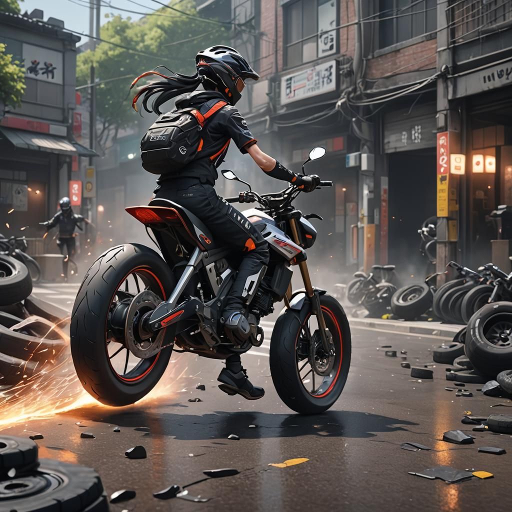 Electric Arc Bicycle in 3D Anime Style