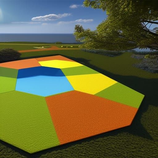 Vibrant Hexagonal Landscape Art in 8k