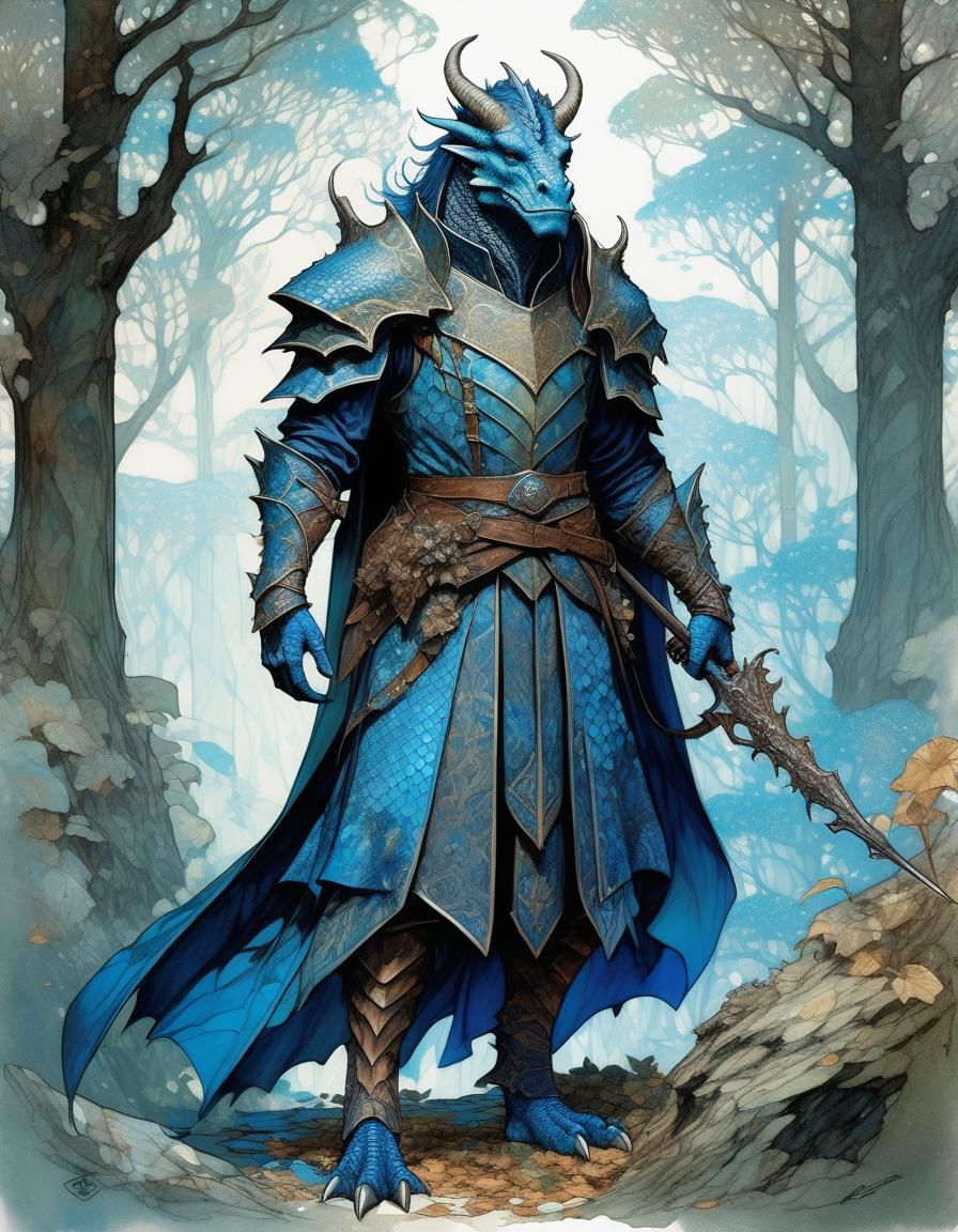 Dragonborn Prince Portrait in Art Nouveau Style