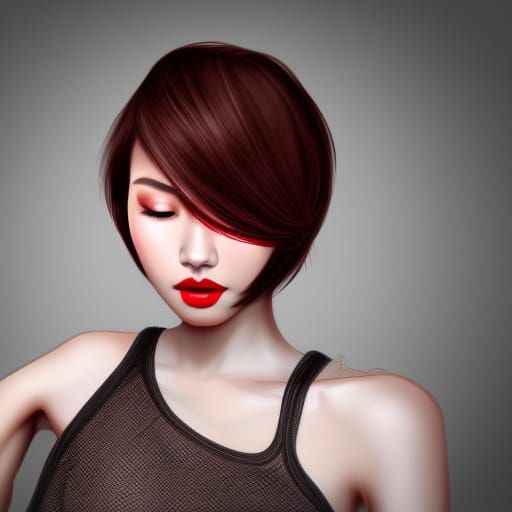 Beautiful Asian Woman Portrait in Volumetric Lighting