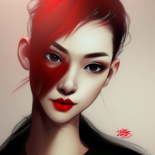 Beautiful Asian Woman Portrait in Volumetric Lighting