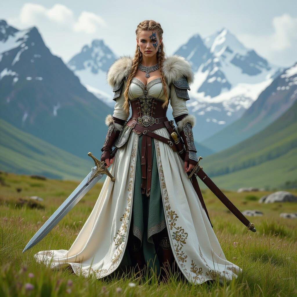 Mjoll the Lioness in Wedding Armor with Nordic Sword
