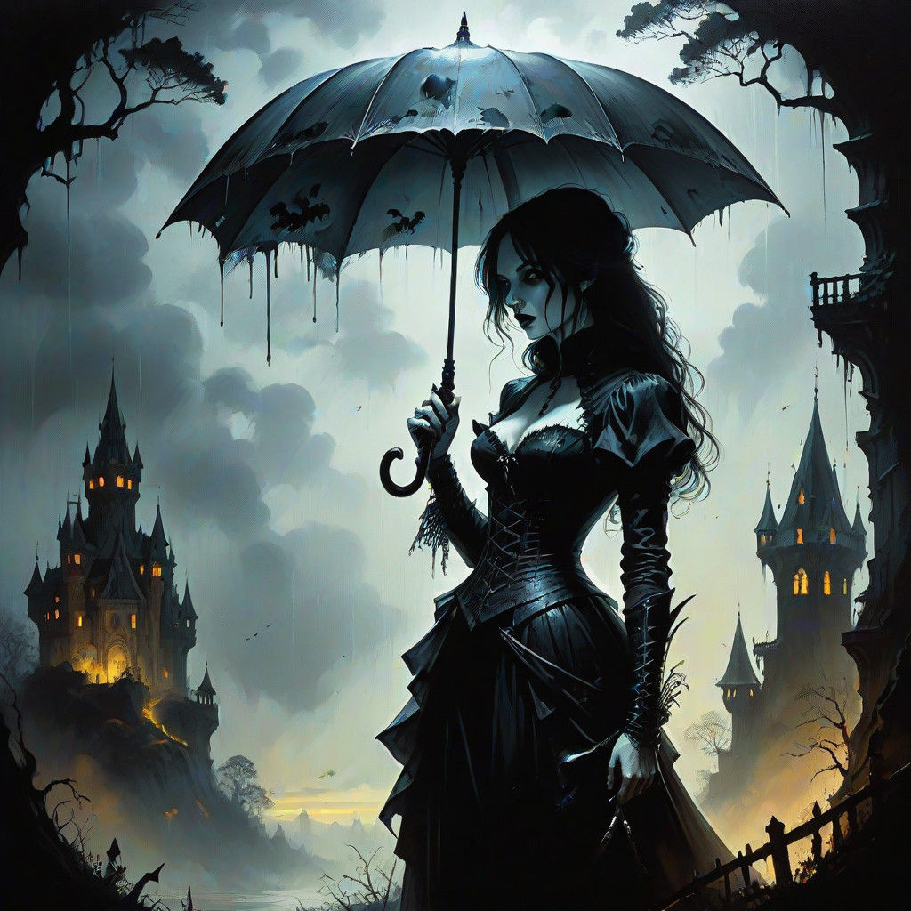 Vampire Goddess Emerges from Dark Forest Shadows