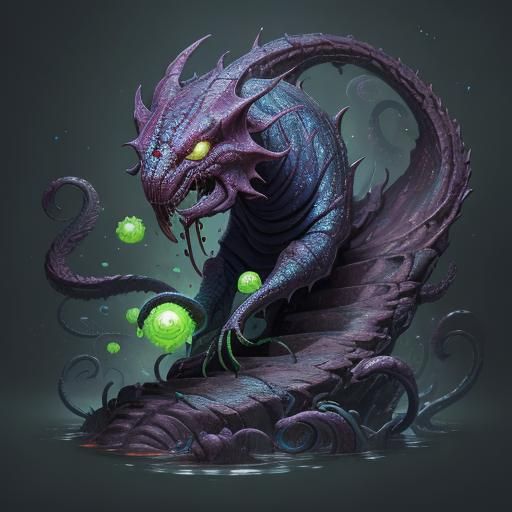 Shape-Shifting Slimy Creature in Detailed Matte Painting