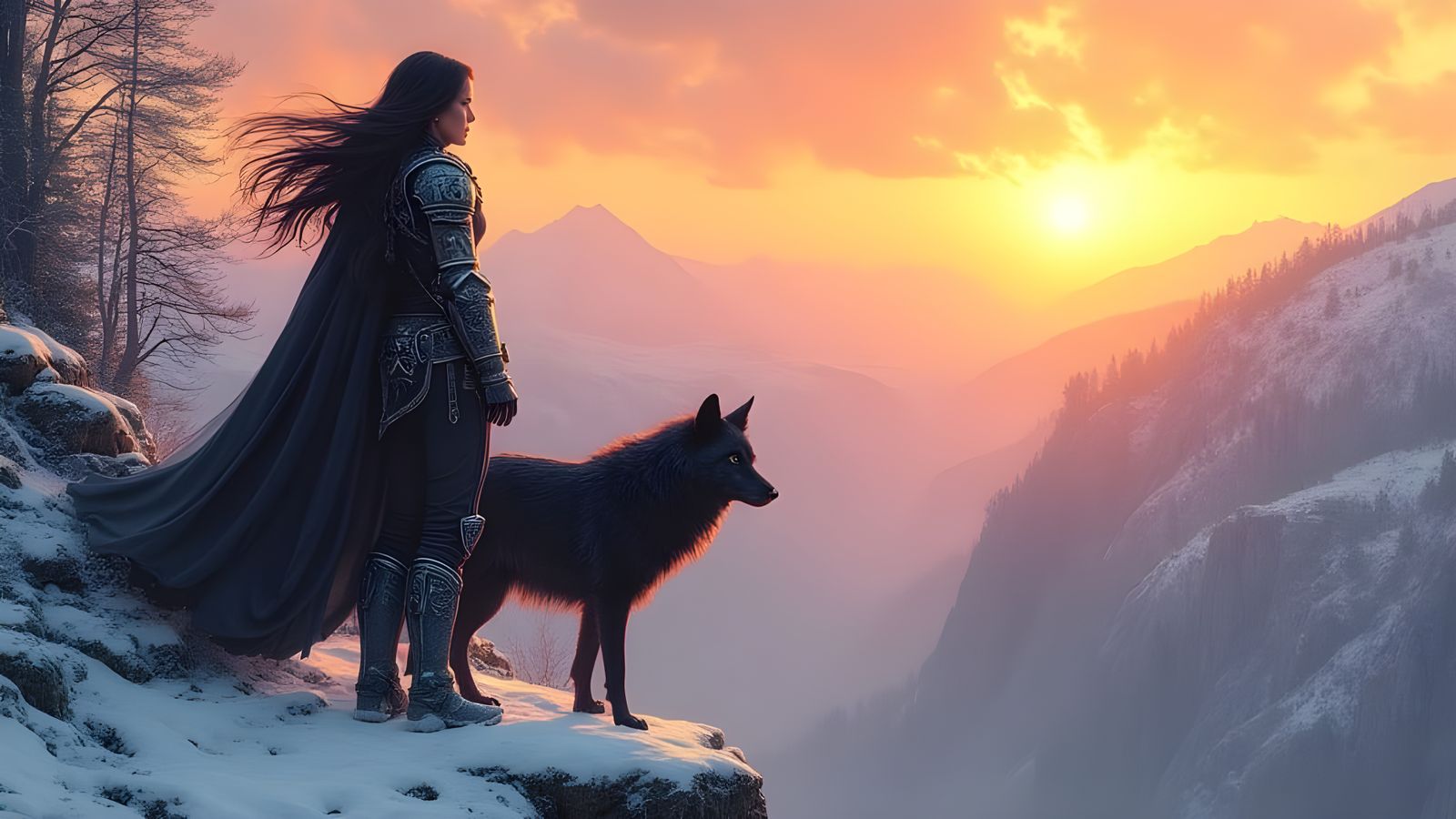 Surreal Warrior Goddess Embracing Destiny Amidst Nordic Wild...