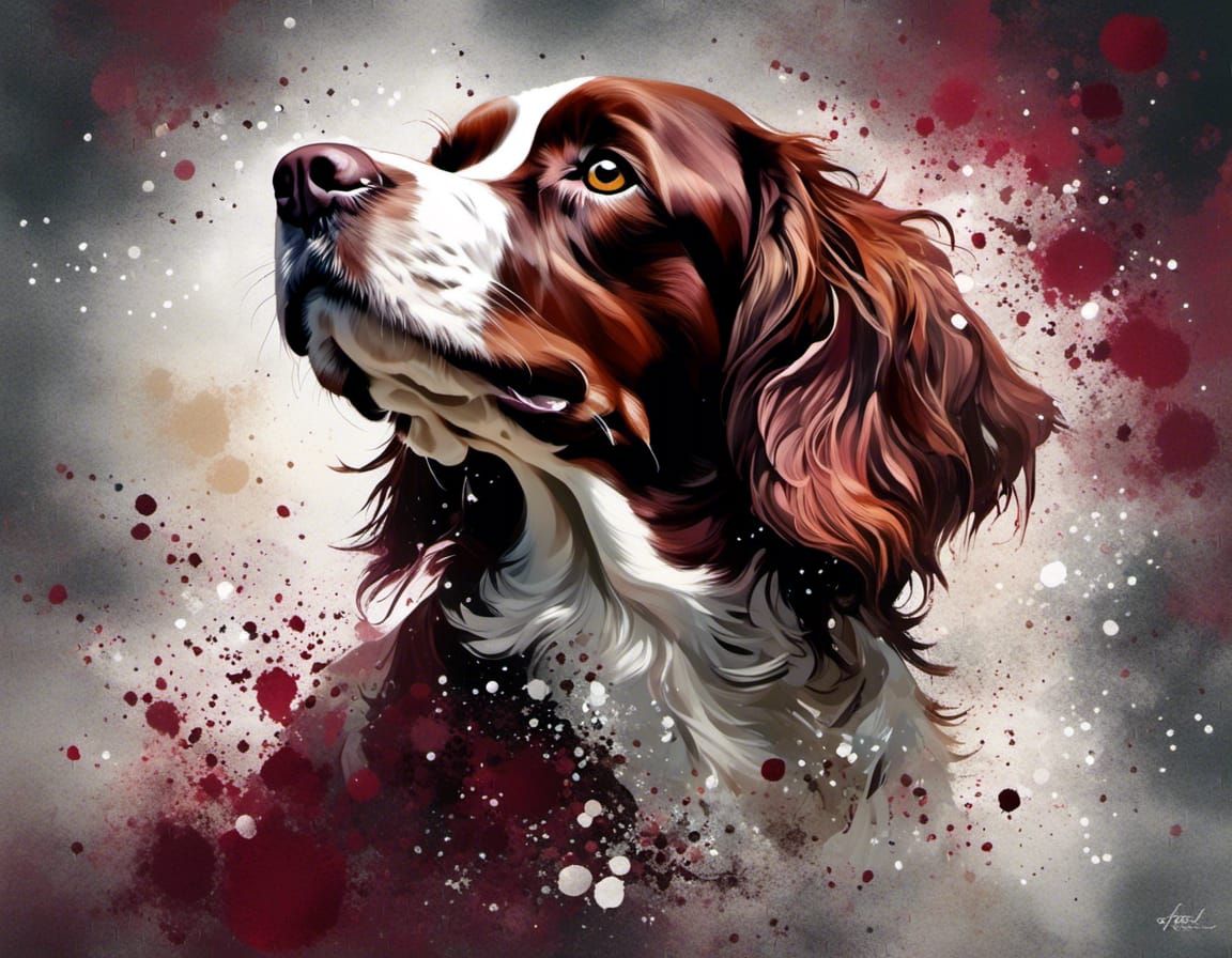Burgundy Springer Spaniel in Infinite Seas, Splash Art