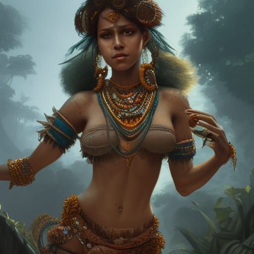 Brazilian Princess as Tribal Beauty in Dark Fantasy Style