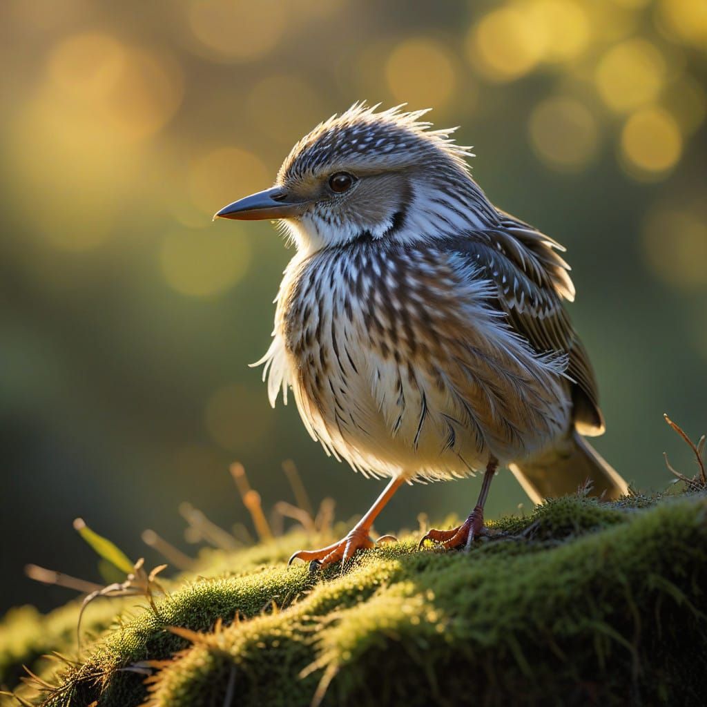 Bird Bathing in Warm Sunshine