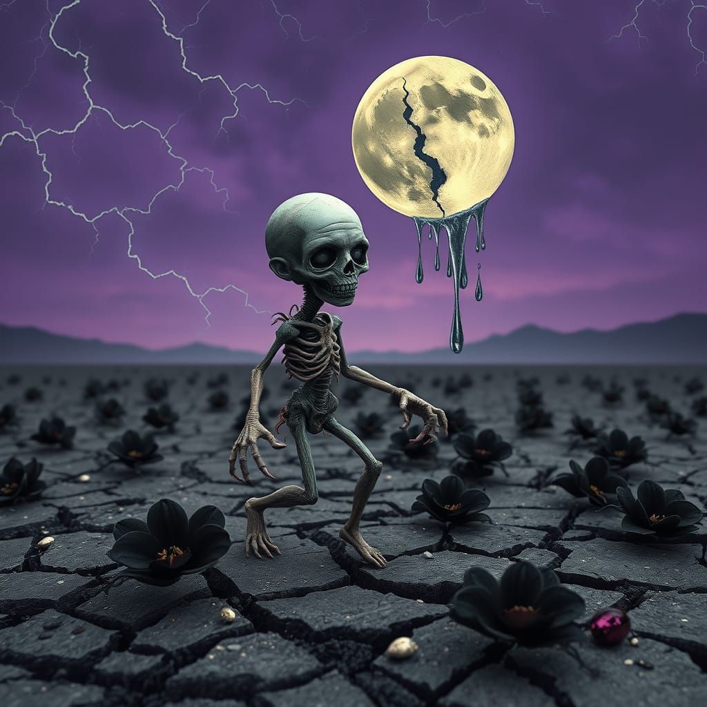 Surreal Zombie in Eerie Porcelain Desert