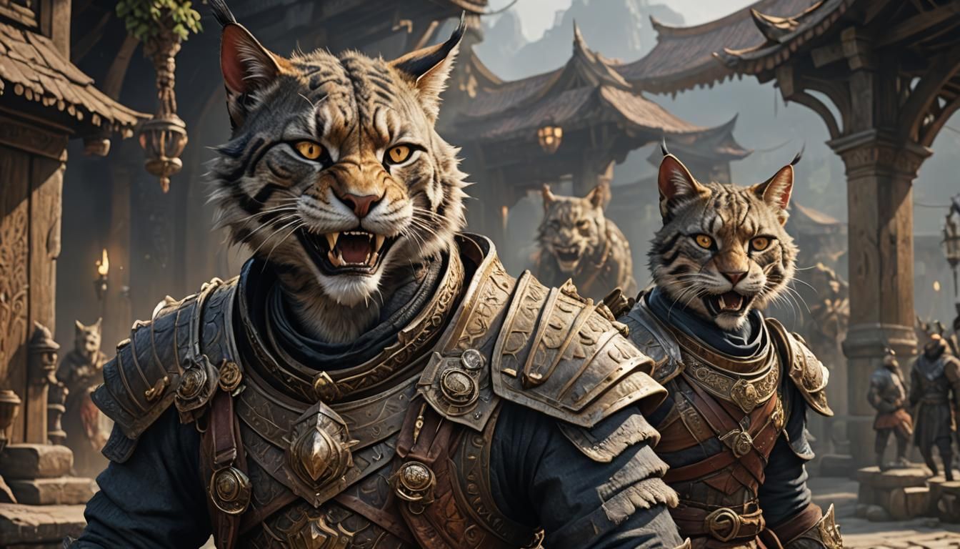 Laughing Khajiit Rakshasa in Fantasycore Style