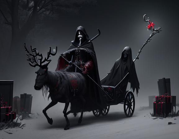 Grim Reaper Santa with Zombie Reindeer