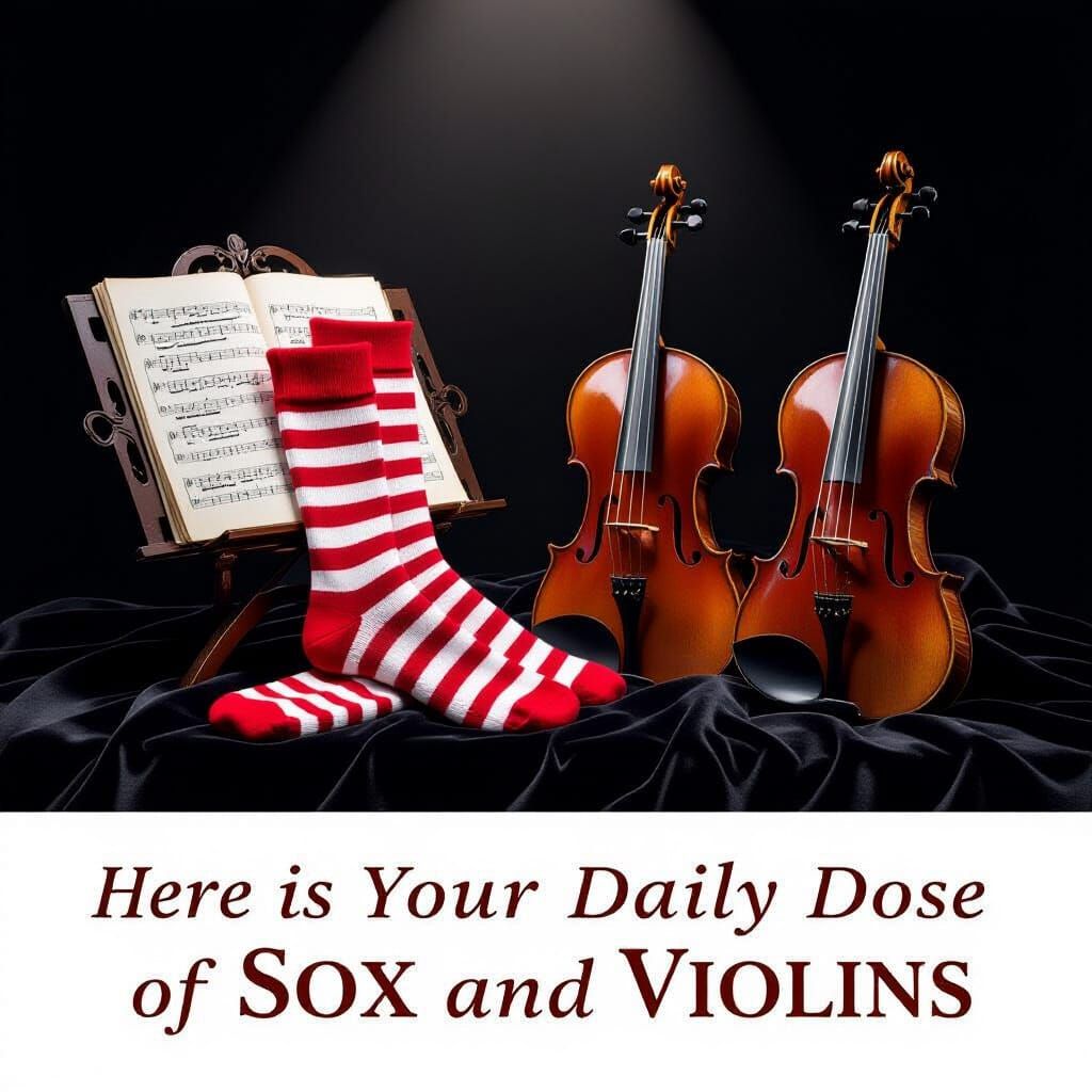 Socks and Violins on Black Velvet with Elegant Caption