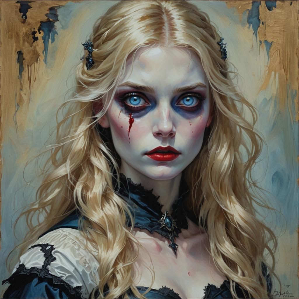 Vampire Aurora Portrait in Oil Painting Style