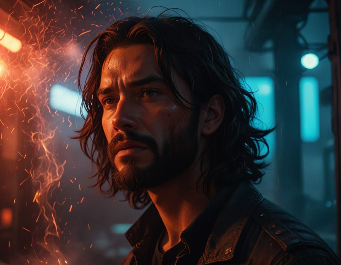 Grim Reaper of the Cosmos: A Shocked Figure in Fiery Red Glo...