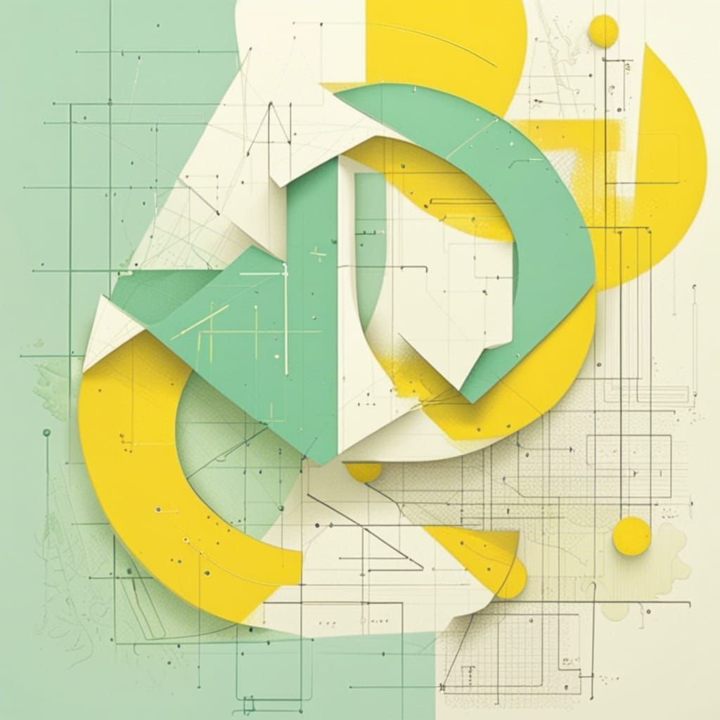 Minimalist Math Typography Design in Seafoam and Yellow