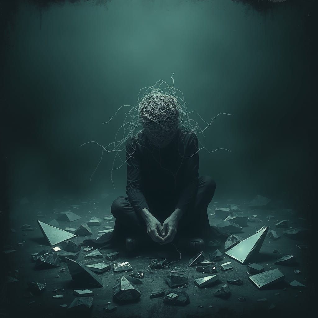 Surreal Landscape of Self-Doubt in Dark Fantasy Style