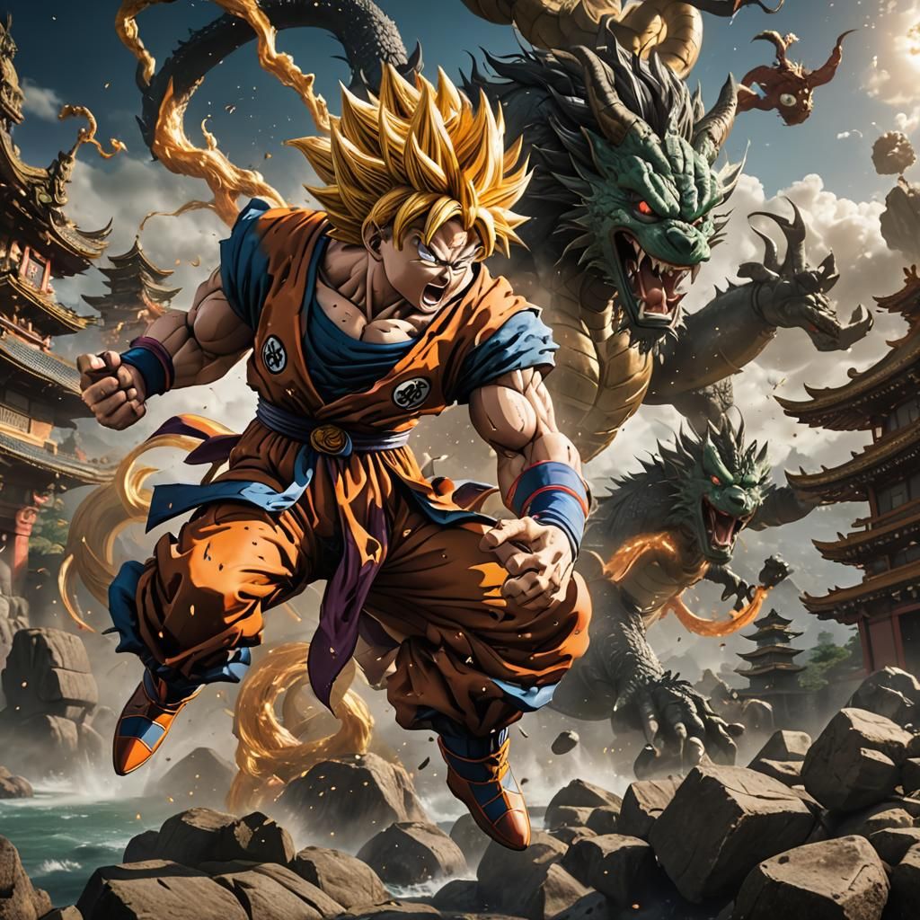 Goku Super Saiyan 5 Transformation: Detailed Matte Painting